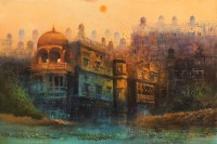 A. Q. Arif, 24 x 36 Inch, Oil on Canvas, Citysscape Painting, AC-AQ-335